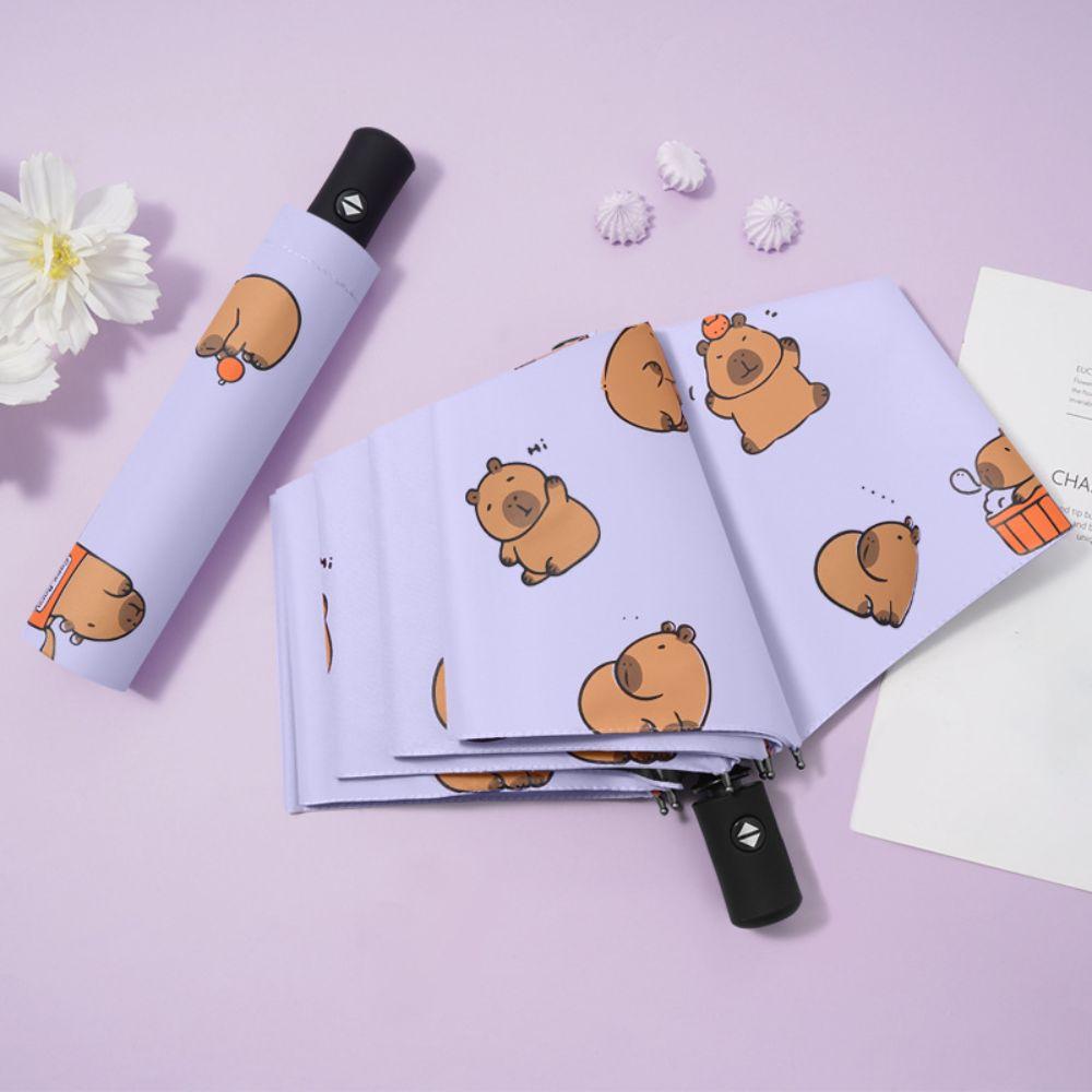 Black Glue Parasol Cute Three-fold Umbrella New Capybara Umbrella