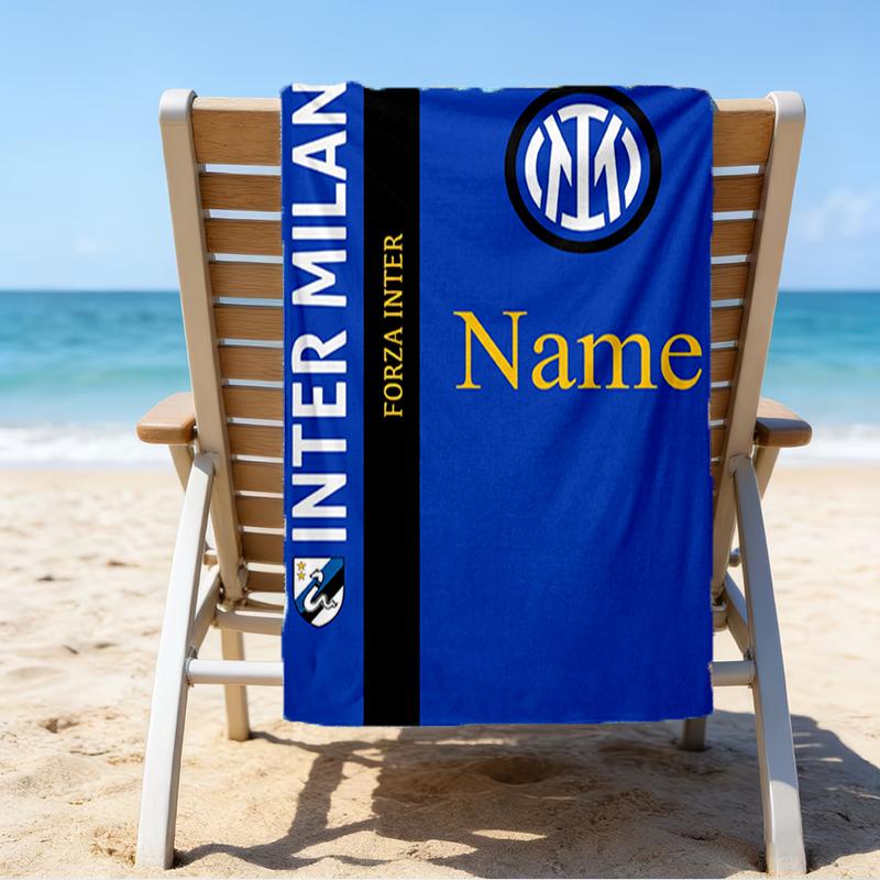 Custom Name Ultrasoft Beach Towel With Inter Milan Themeideal For Pool Camping Diving Perfect Travel Essential Vibrant Beach Towel