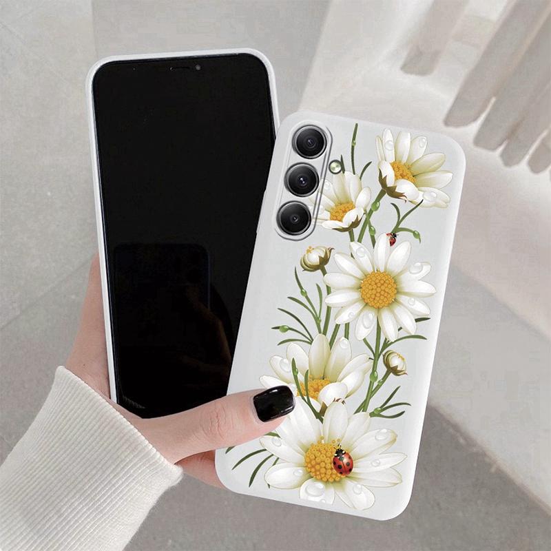 Мягкий силиконовый чехол с цветочным узором Galsang для Samsung M35 A35 Xiaomi Redmi Note 13 Pro iPhone Huawei Honor Realme Camera Защитный противоударный чехол
