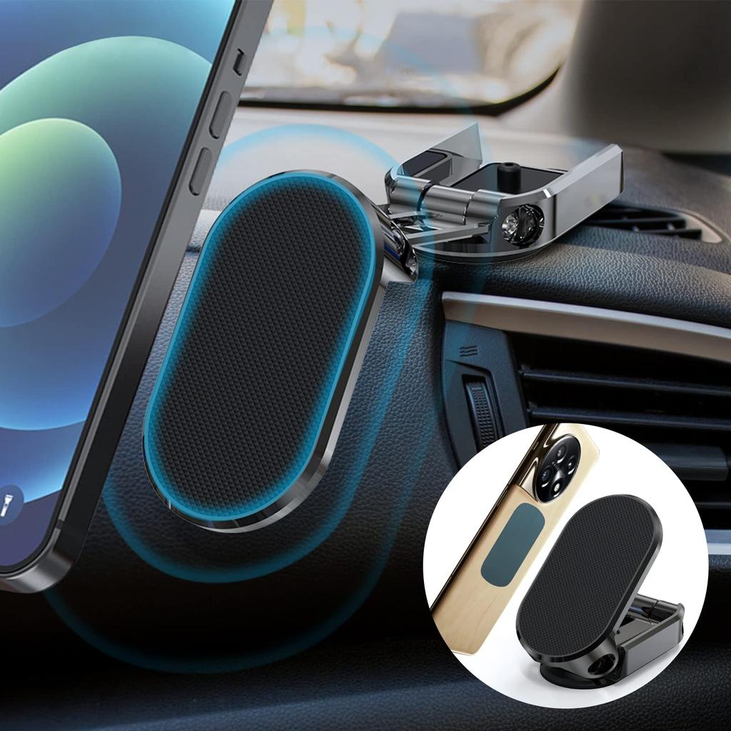 Metal Magnetic Car Mobile Phone Holder Folding Magnet Cell Phone Stand in Car GPS Support For 360° Rotatable Moun
