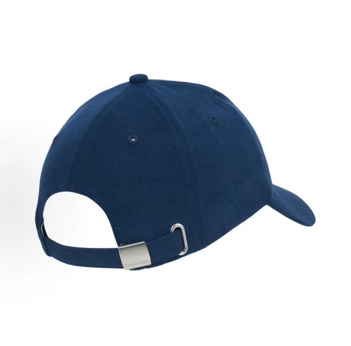 Calvin Klein Layered Monogram Cotton Twill Baseball Cap, Two-Tone Stacked CK Embroidery Curved Brim Moonlit Navy Vintage Casual Sun Hat 4D5039G-D1M