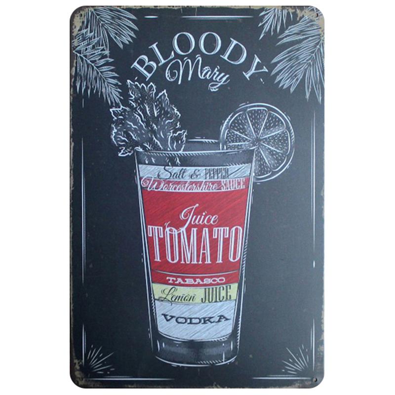 Классические рецепты коктейлей, металлические жестяные вывески Caipitinha Cosmopolitan Blue Lagoon Bahama Mama, Bloody Mary, настенный декор, доска в стиле ретро-паб