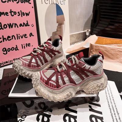 Женские модные кроссовки на платформе с толстой подошвой - увеличивающие рост 2025 осенние повседневные кроссовки для бега