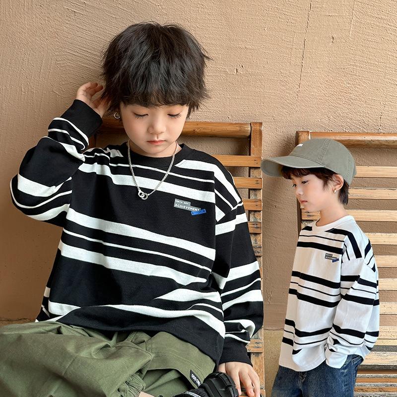 Spring and Autumn New Boys Striped Long Sleeve T-Shirt