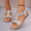 Модные босоножки с блестками в богемном стиле, женские, лето 2025, национальная отделка бисером, танкетка, удобные, легкие