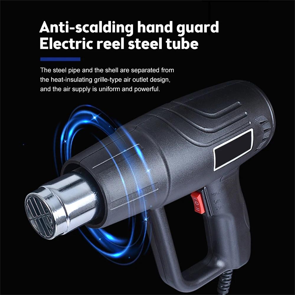 2000 Вт Высокомощный термофен Профессиональный термофен Регулируемая температура 60-600 ℃ DIY Инструмент для термоусадочной упаковки