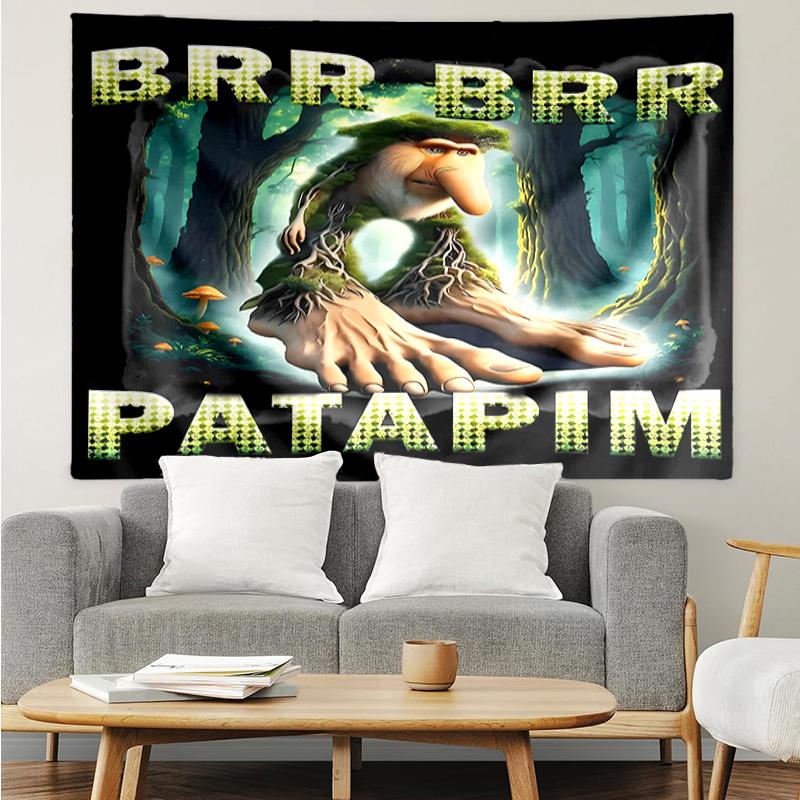 Italian Brainrot characters Tapestry for Bedroom Aesthetic Classroom Tapestries Wall Hanging for Living Room Dorm Office,Ideal Creative Gift
