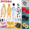 3 шт./компл. детские пижамы кигуруми, костюм для косплея, одежда для сна с животными, костюм + обувь + перчатки