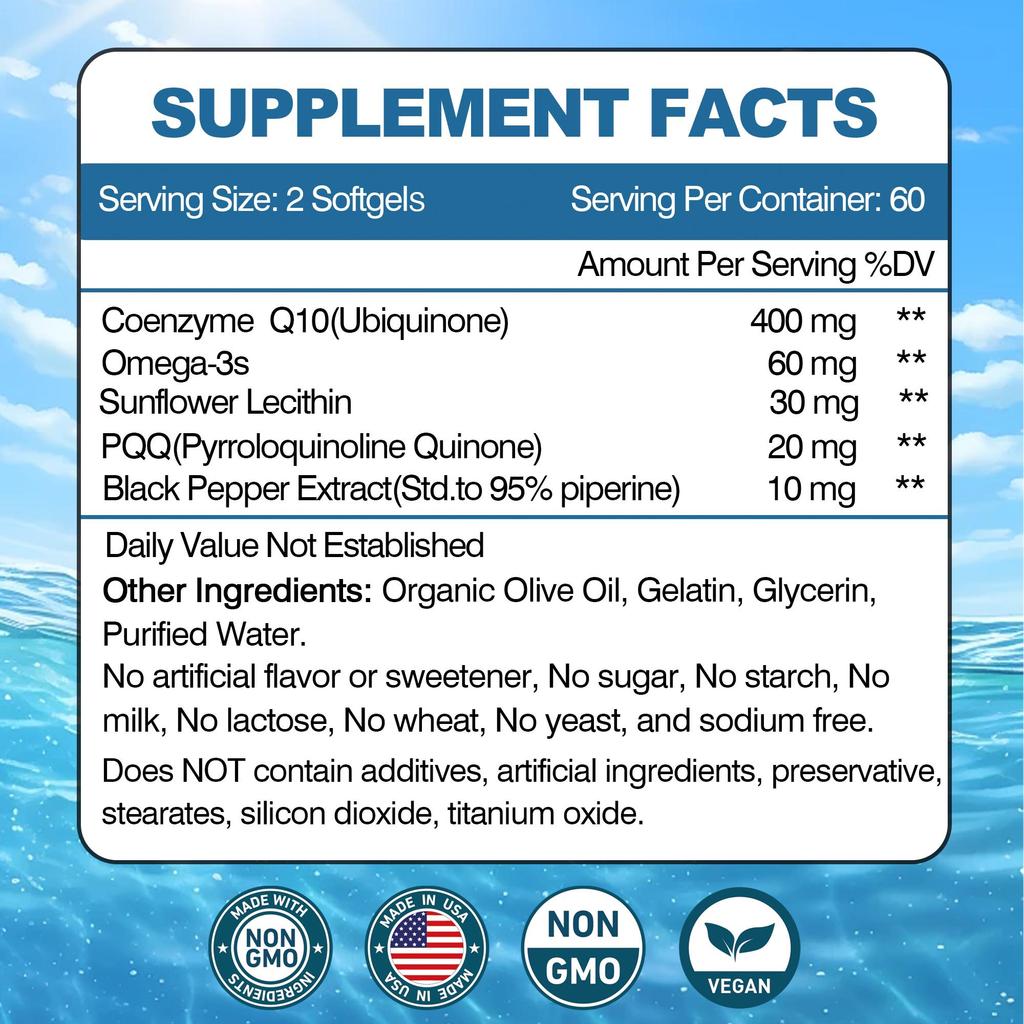 Xemenry - 400 mg Coenzyme Q10 Capsules - Heart Health - Energy