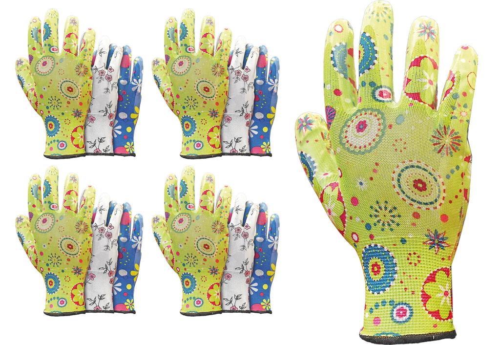 Garden Gloves / Colorful / Size: 8 - / Rgarden-Ni_8 - 12 Pcs