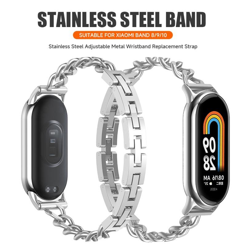 Роскошный ремешок из нержавеющей стали для Xiaomi Mi Band 10 9 8 Замена ремня умные часы для Mi Band 9 Браслет ремешок Аксессуары