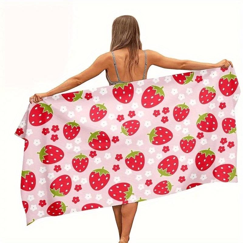 Cute Strawberry-Patterned Beach Towel for Summer Fun at the Seaside