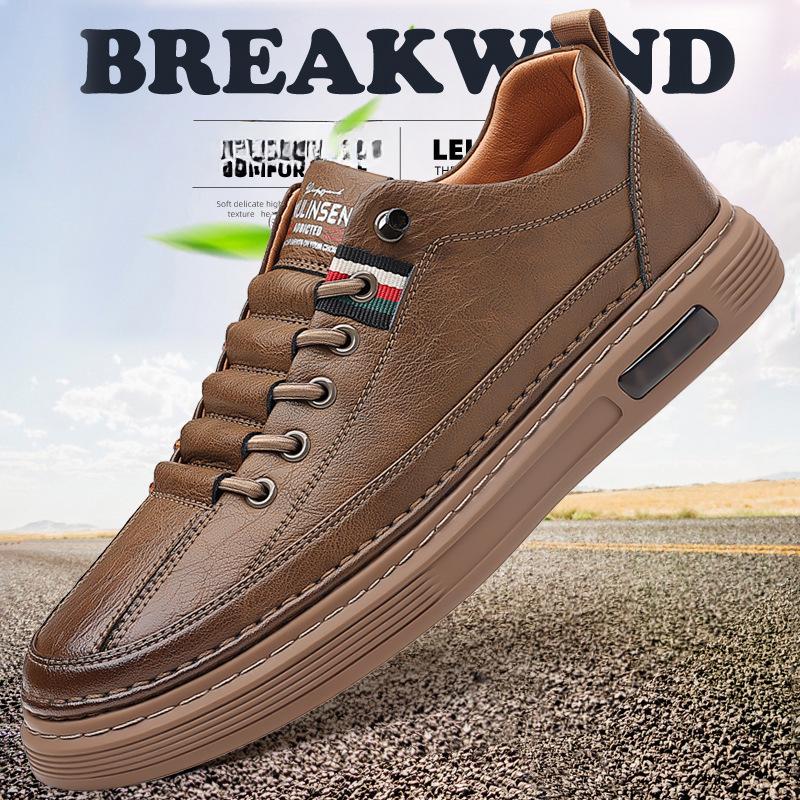 Men's Shoes Spring and Autumn Style 2024 New Trend Versatile Men's Casual Shoes Board Shoes Leather Soft Sole Breathable Leather