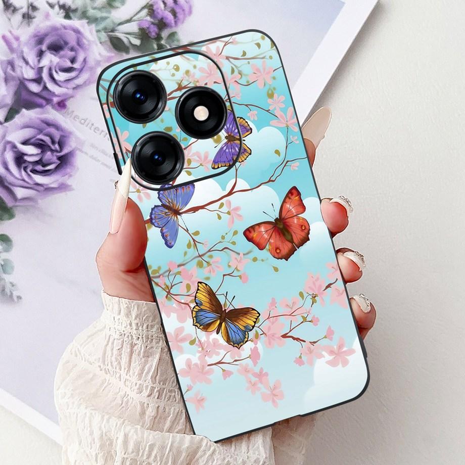 Роскошный Матовый Силиконовый Мягкий Чехол Для Tecno Spark 10c 10 Pro Spark10 4G 5G KI5k KI5q KI7 KI8 Capa Цветок Любящее Сердце Бантик Etui