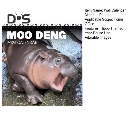 Настенный календарь с изображением бегемота 2025 года, ежемесячный календарь с изображениями карликового бегемота, подвесной календарь с изображением бегемота, подарок для семьи, друзей, любителей животных