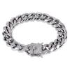 New Hip Hop Bracelet Gold Silver Color Cubic Zirconia  Stone Buckle 12mm Width Cuban Chain Bracelets Charm Jewelry for Men Women