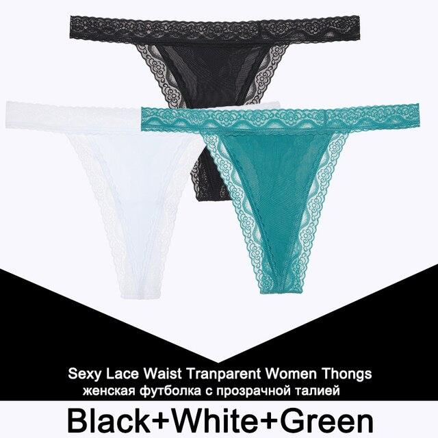 FINETOO 3PCS/Set Sexy S-XL Women Cotton Panties G-string Woman's Underwear Girl Lace Female Lingerie T-Back Lady Thong Intimates