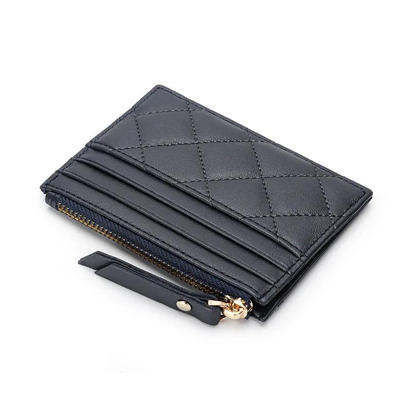 Women's Credit Card Holder Luxury Brand Women Zipper Purse Soft Sheepskin Leather Wallet Diamond Coin Bag Designer Zero Wallets