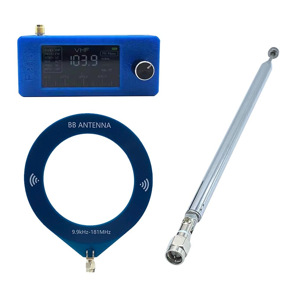 SI4732 0.5-108mhz Pocket Mini Radio 1.9inch IPS Screen FM/AM Radio with 2pcs Antenna All Band Radio Receiver HF SW MW VHF Radio