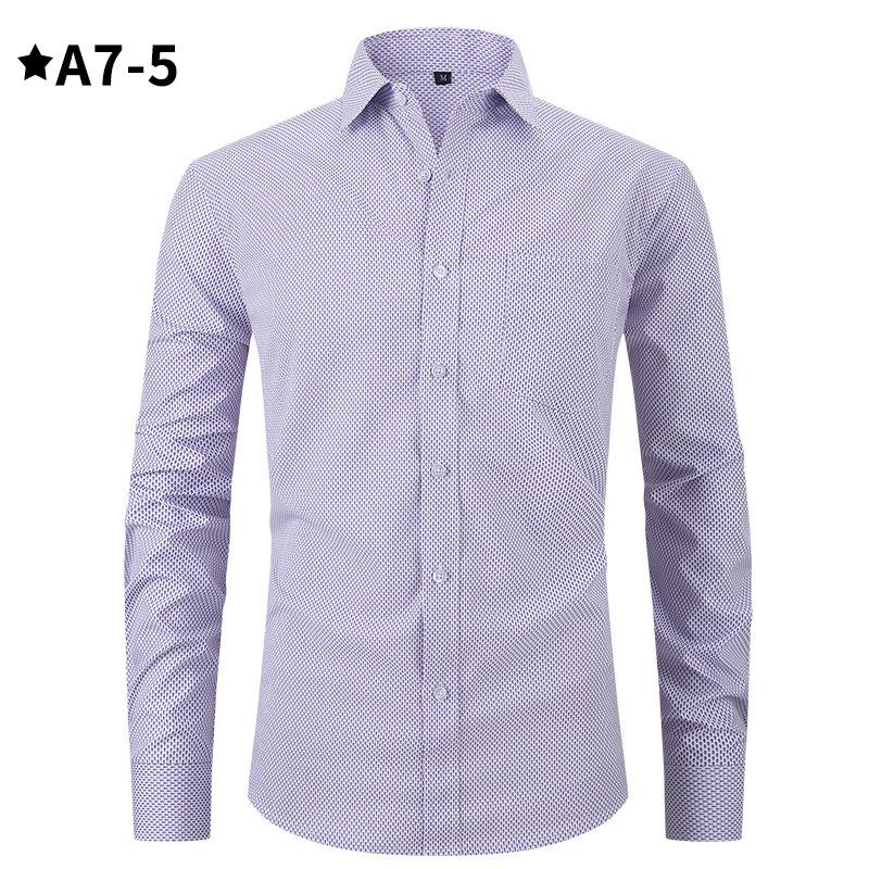 Men's Comfortable Small Plaid Shirts Long Sleeve Shirt Casual Business Plaid Shirt for Men Lightweight Work Breathable Lapel Shirts