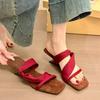 2025 New Square Head Open Toe Summer Slippers Elegant Bow Designer Opposite Heel Dress Party Slippers Zapatillas Mujer