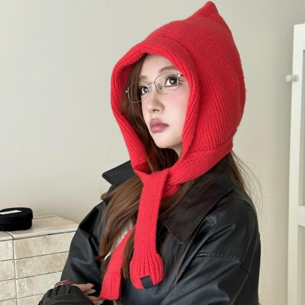Soft Balaclava Cap Korean Style Knitted Beanies Hats Vintage Scarf Hat Outdoor