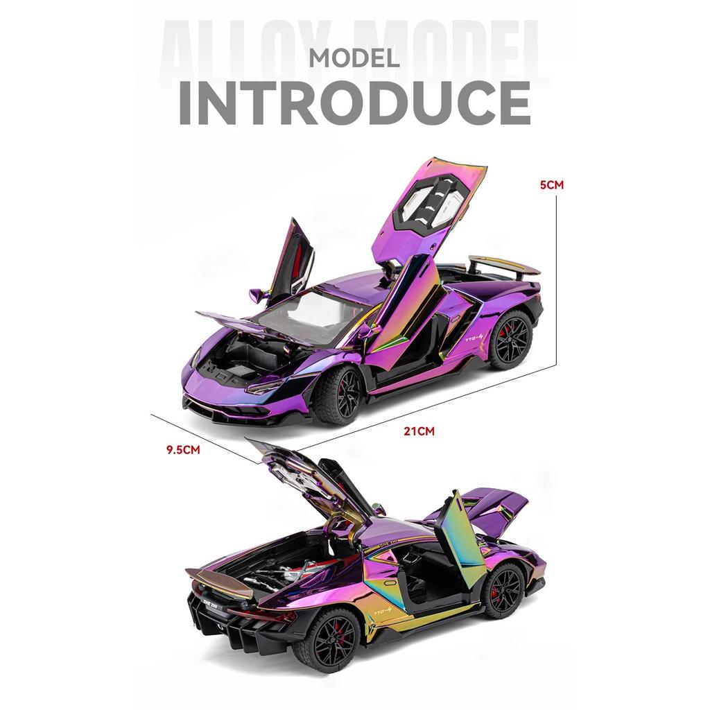 1/24 Lamborghini LP770-4 Alloy Electroplated Sports Car Model Diecasts Metal Racing Super Car Vehicles Model Sound Light Kids Toy Gift