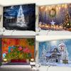 Exquisite Christmas Wall Hanging Fireplace Home Decor Tapestry Backdrop Cloth Christmas Tree Boho Bed Sheet