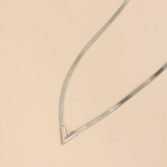 Adjustable Extended Chain Oblate Men Necklace V-shaped Charm Choker Necklace Jewelry Accessories