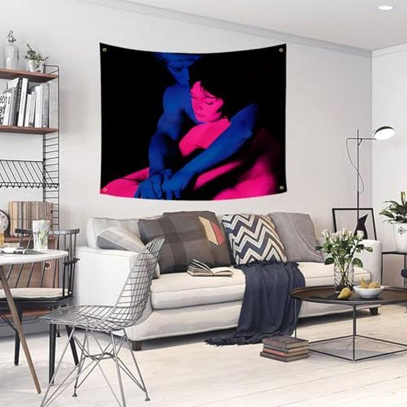 Neon Couple Art Wall Tapestry, Living Room Bedroom Bar Wall Hanging, Aesthetic Polyester Fiber Home Decor