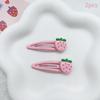 2 Pcs Cute Sweet Strawberry Hairpin Lovely Pink Hair Clips Girls Bangs Clips Bb Snap Clip Hair Accessories