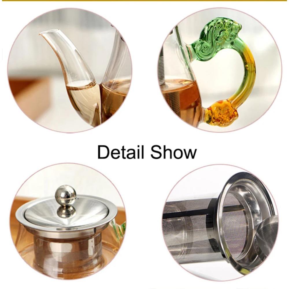 Зеленый ручной заварочный чайник 350 мл с фильтром, термостойкий стеклянный чайник, инфузер, чайник из нержавеющей стали