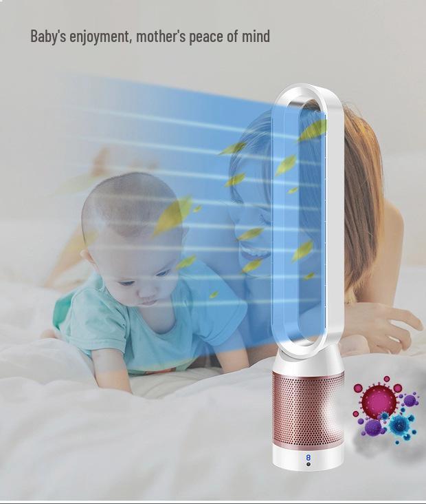 42" Bladeless Tower Fan & Air Purifier, Silent Design with Remote, 110V UK Plug