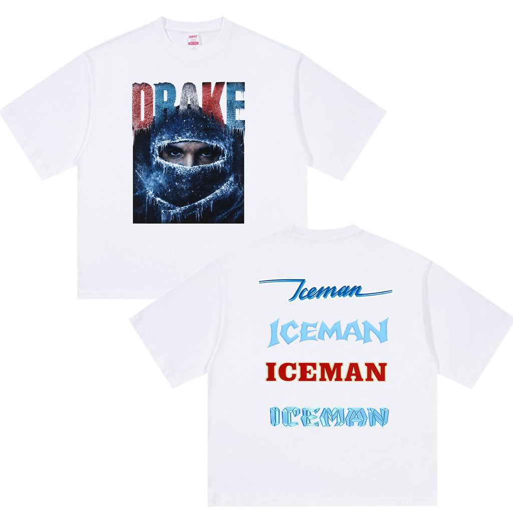 Мужская футболка с графическим принтом альбома Iceman рэпера Дрейка, винтажная, с коротким рукавом, хлопковая, для стритвира, подарки для фанатов