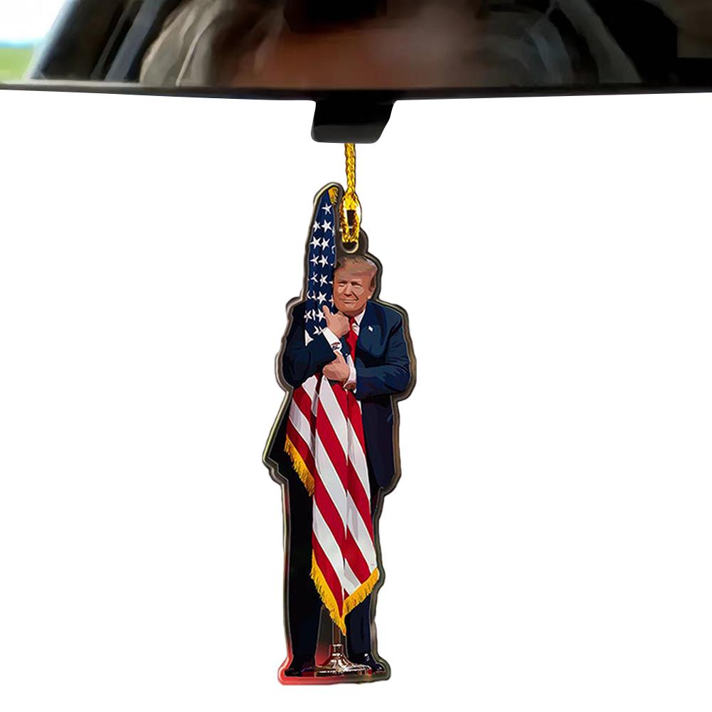 1 шт. Акриловое рождественское украшение в стиле Трампа, подвесное украшение для автомобиля и дерева, идеальный праздничный подарок, забавный мультяшный кулон