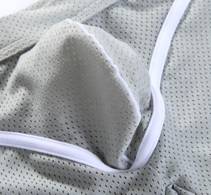 WJ/Net Men's Low-Waist Summer Boxer Briefs - Ice Silk Mesh, Breathable, Pure Cotton Crotch