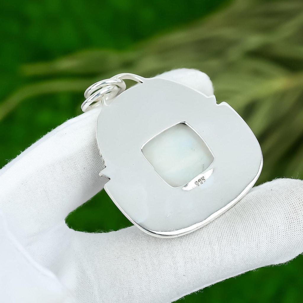 Friendship Day Deal 925 Silver Rainbow Moonstone Gemstone Mother Pendant Jewelry