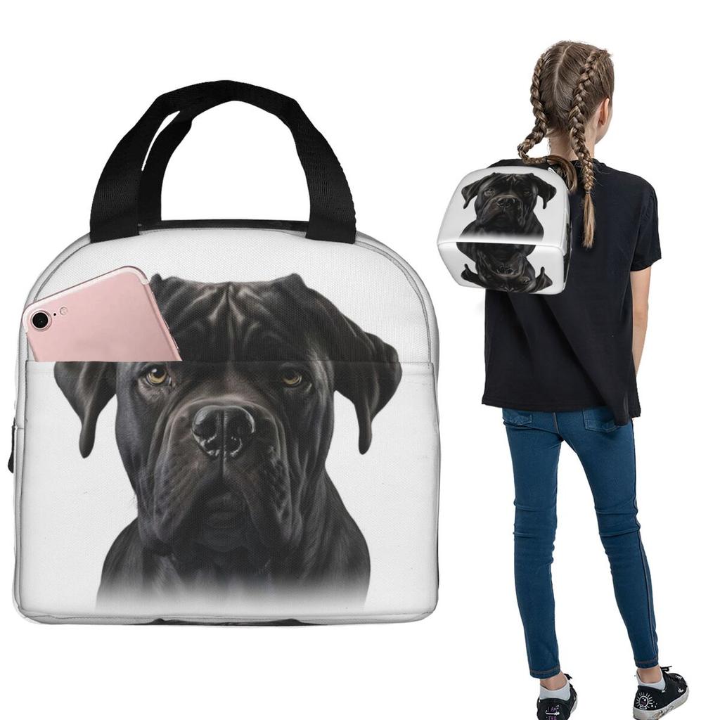 Black Cane Corso Italian Mastiff Insulated Lunch Bag for Women Kids Leakproof Food Boxes Thermal Lunch Box Tote