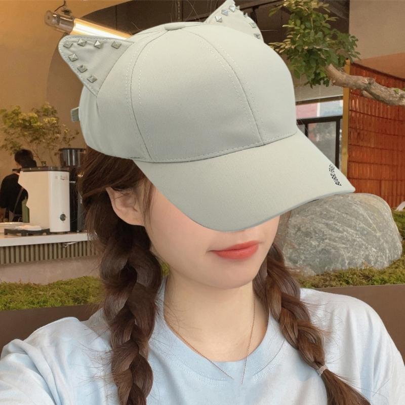 Модная шапка с кошачьими ушками, бейсболка с заклепками для взрослых унисекс, универсальная панк-шапка для вечеринок и повседневной носки