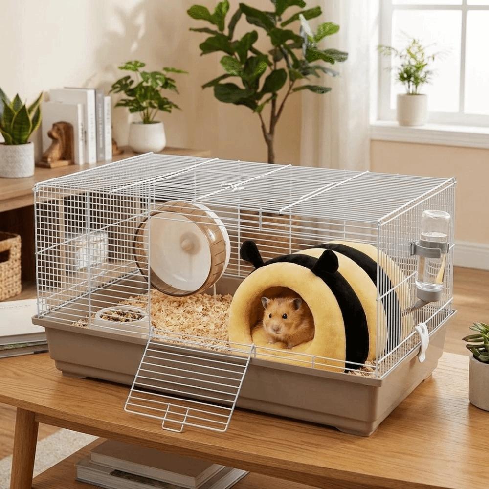 Striped Bee Shaped Cat Nest Enclosed Winter Pet House Cat Tent Warm Cave Nest Dog Cat