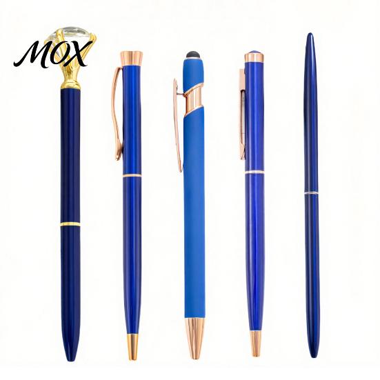 Sparkling Crystal Office Pen 5PCS Metal Diamond Ballpoint Pens, with Rhinestone Decor, Flowing Glitter Writing Tool Smooth Press Mechanism Pen,