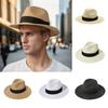 Шляпа-панама Женская Мужская Широкополая Соломенная Пляжная Шляпа Декор Лентой Дышащая Эластичная Посадка Летняя Шляпа от Солнца Аксессуар для Отпуска