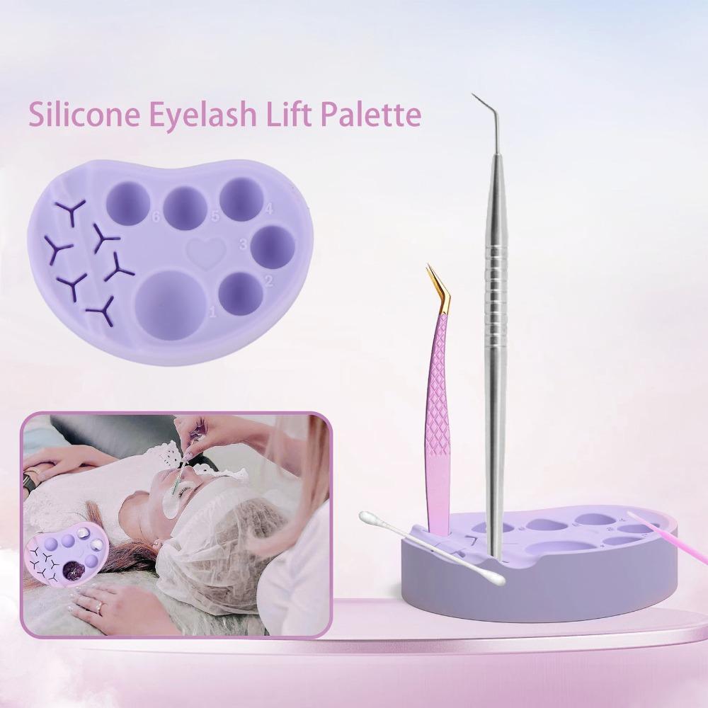 Built-In Tweezers Storage Slots Silicone Eyelash Lift Palette Beauty Tint And Pigment Mixing