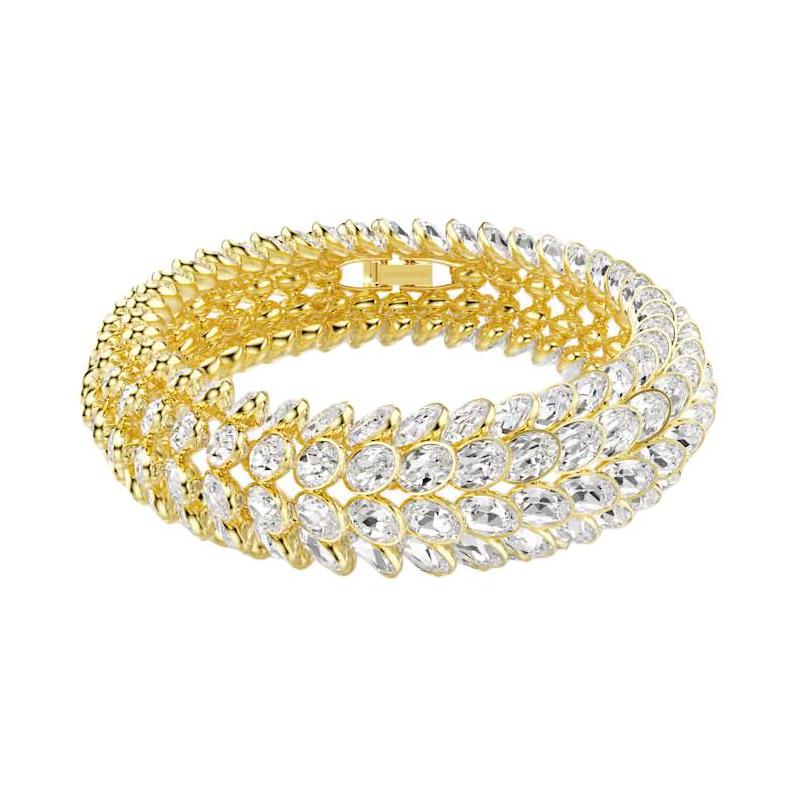 Swarovski Idyllia inlaid design #luck crystal bracelet for men and women, same style for couples, gold 5723540