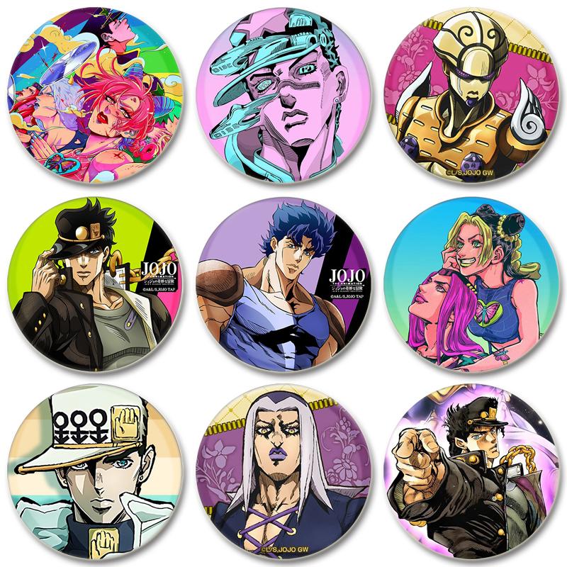 32/44/58 мм JoJo's Bizarre Adventure Значок для рюкзаков Круглые пластиковые эмалированные значки и броши Креативный значок в виде мультяшной фигурки Подарки