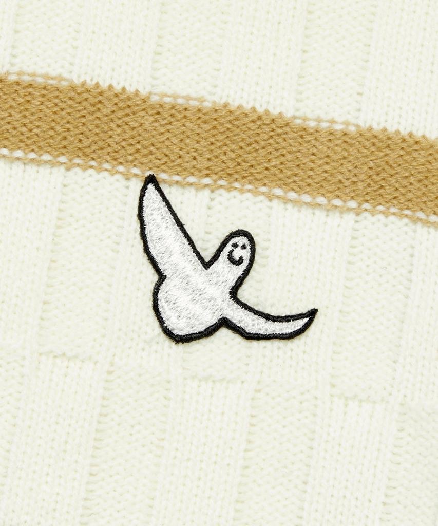 MARK GONZALES Angel Stripe Polo Knit Cardigan - Ivory