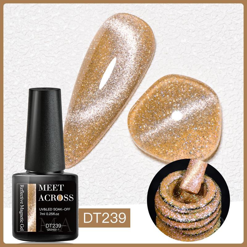 MEET ACROSS 7 мл магнитный гель-лак для ногтей «кошачий глаз» полуперманентный динамический блестящий светоотражающий гель для ногтей замачиваемый УФ-гель лак для дизайна ногтей