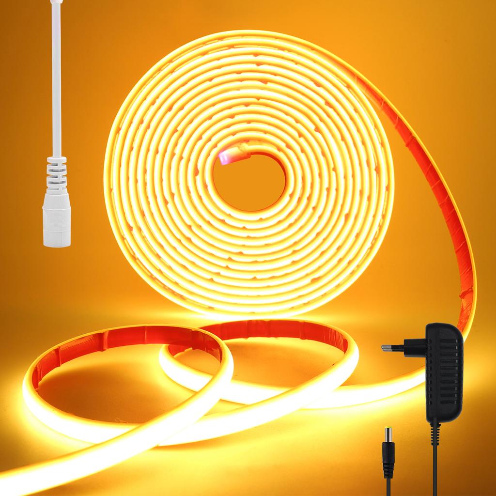 IP68 Waterproof COB LED Strip Lights DC 12V High Bright 320 LEDs/m Flexible Neon Ribbon Tape with EU/US/UK/AU Plug for Garden