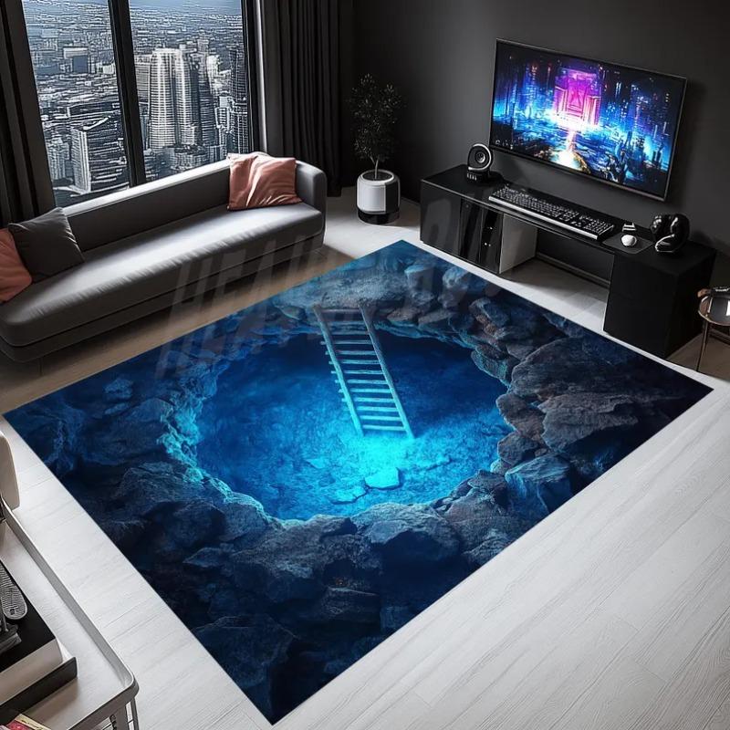 3D ковер с изображением пруда с карпами - Реалистичный коврик-иллюзия пруда с рыбами, идеален для гостиной, ковер с водным узором, декор