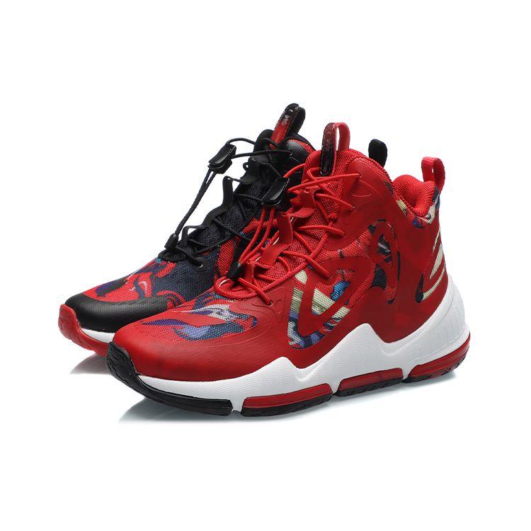 Баскетбольные кроссовки Li Ning с высоким верхом, амортизацией и упругостью, детские кроссовки, красно-черные YKBR016-9